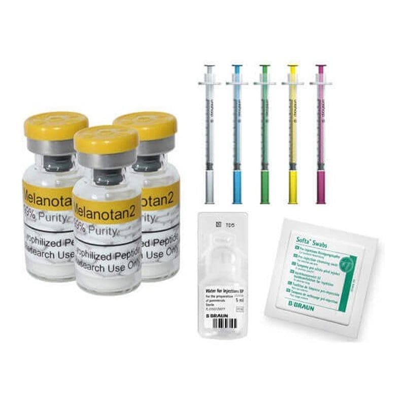 3 Vial Tanning Injection Starter Kit (3 Vials, 3 Water, 33 Pins, 33 Swabs)
